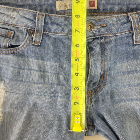 GJG Jeans Juniors 9 Blue Denim Low‎ Rise Womens Destroyed Skinny Leg Distressed - Picture 5 of 16